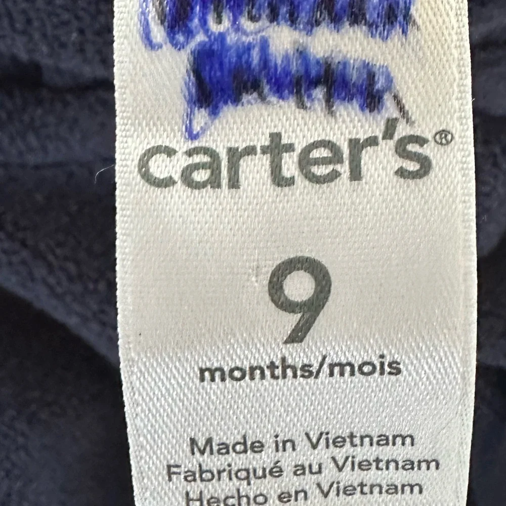 💙 CARTER’S jacket hoodie blue 9 months gender neutral boys girls hooded fleece